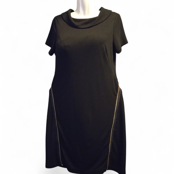 Muse Black Mini Dress with Gold Accents - Picture 1 of 5